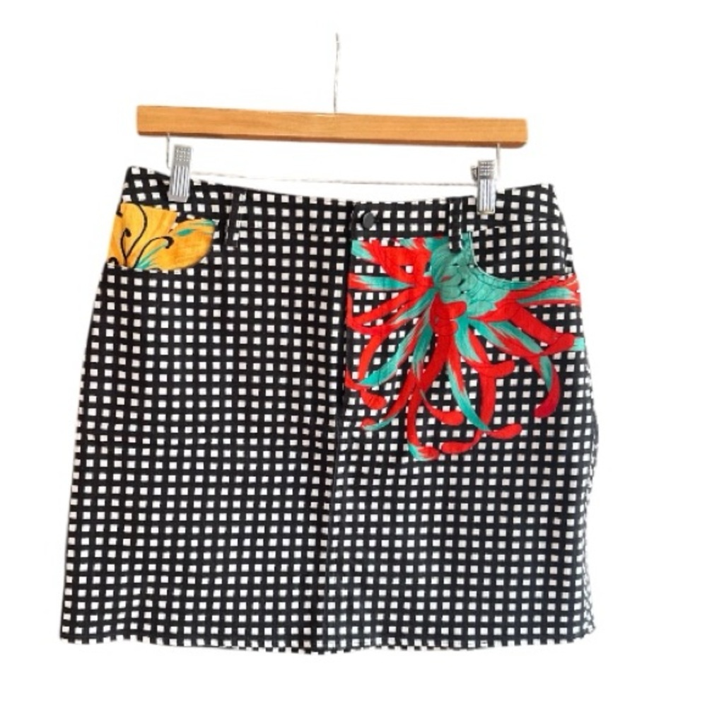 THE KIT Gingham Noor Camellia Mini Skirt Daniel Vosovic‎ L